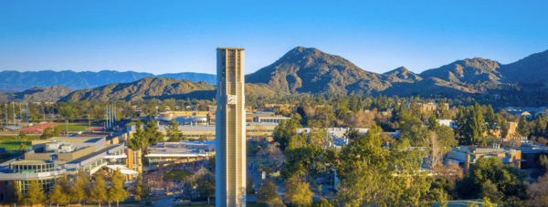Scenic view of UCR Belltower with text: Emergency Preparedness